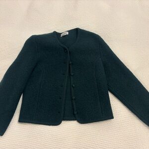 Lands End Dark Green Wool Cardigan